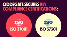 Oddsgatella on tärkeimmät sertifikaatit: ISO 37001 ja ISO 37301.